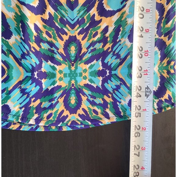 Maison D Amelie Paris Anthropolgie Short Sleeve Blouse Peacock Colors Graphic Sm - Picture 7 of 8